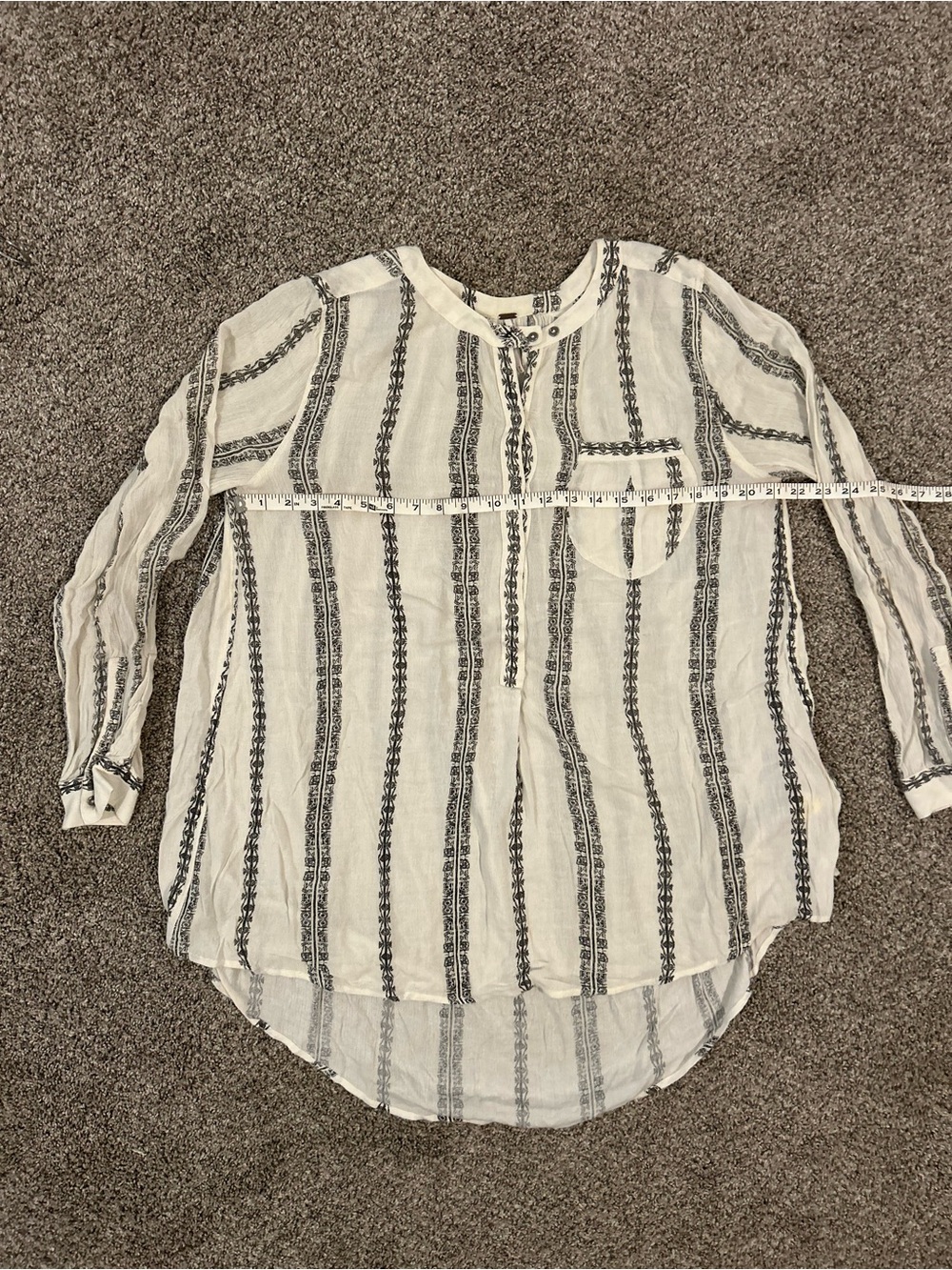 Free People Striped Peasant Blouse - hi-low cut in Medium - Picture 6 of 12
